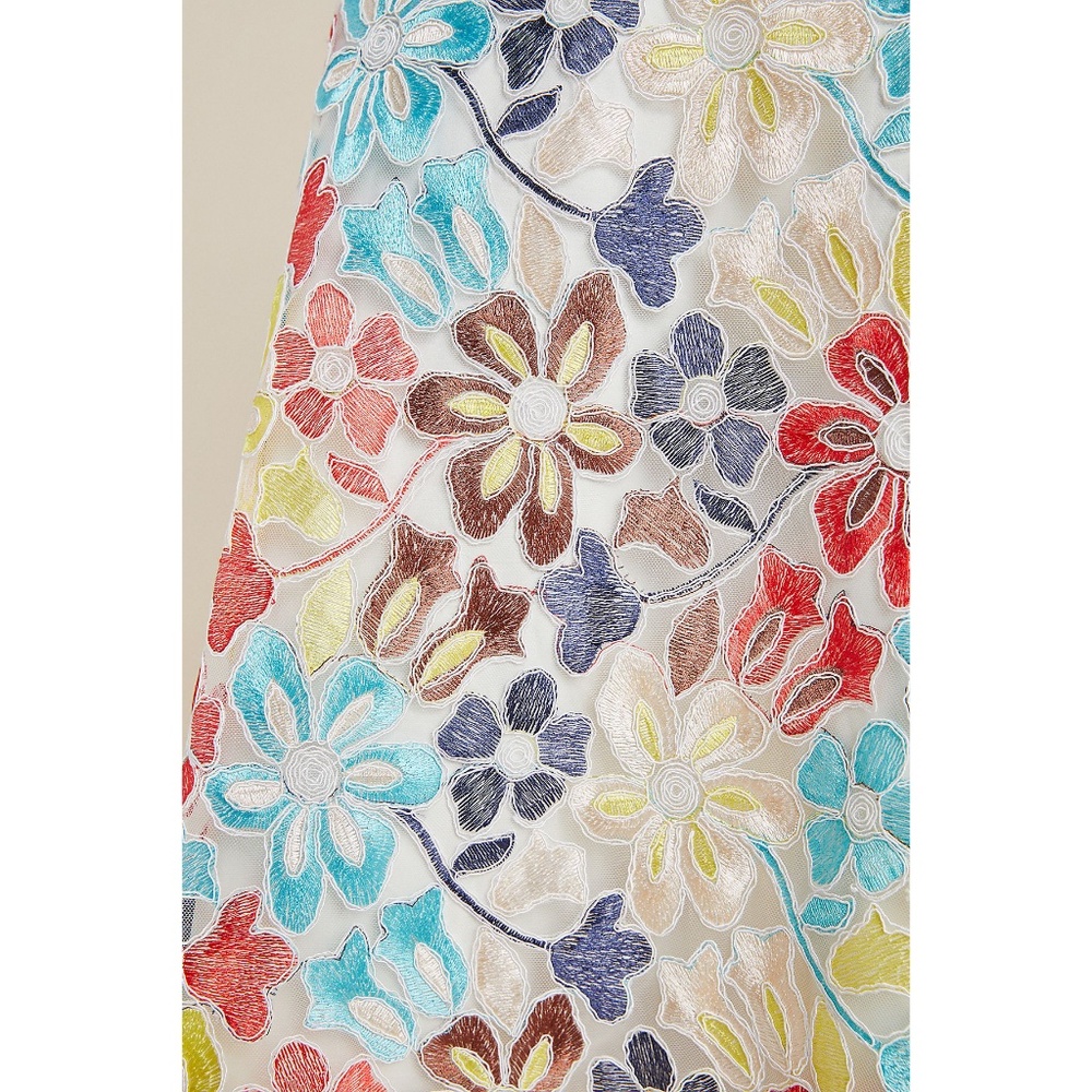 Eva Franco Anthropologie Meghan Floral Embroidered Mesh Midi Skirt NWT - Picture 5 of 6